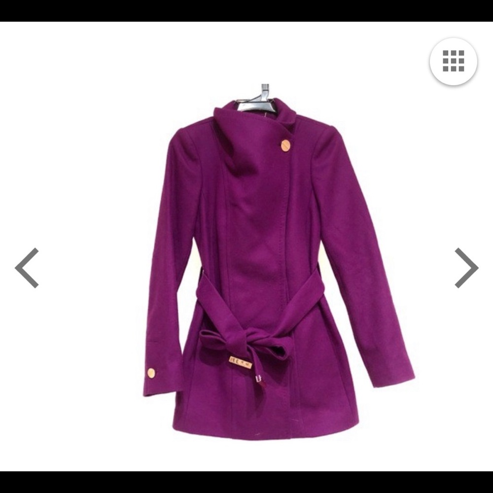 Ted Baker Rytaa magenta wool cashmere short coat Size 1 Ted Baker (US size 4)